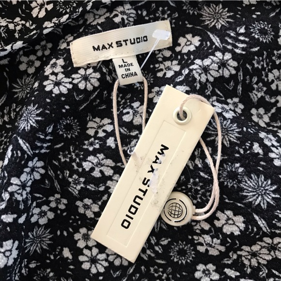 Max Studio Black&White Floral Ruffle Wrap Midi Dress - Picture 5 of 7